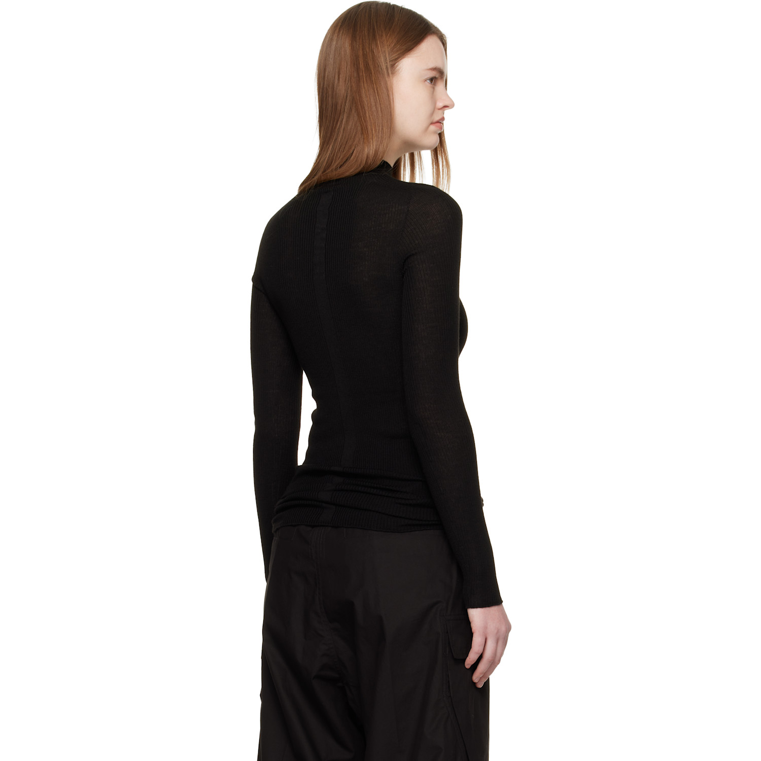  Rick Owens Black Temple Ls Turtle Sweater 