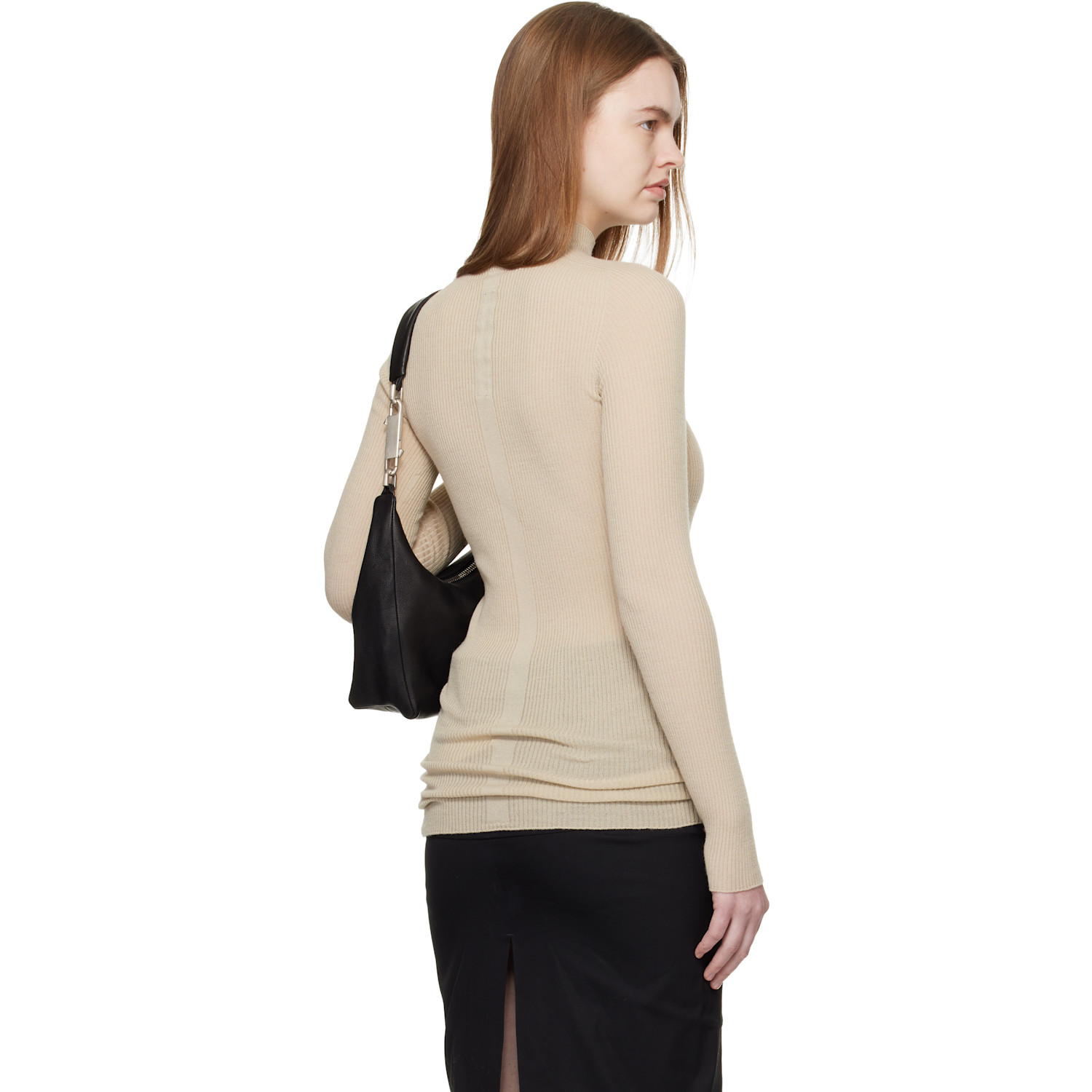  Rick Owens Beige Temple Ls Turtle Sweater 