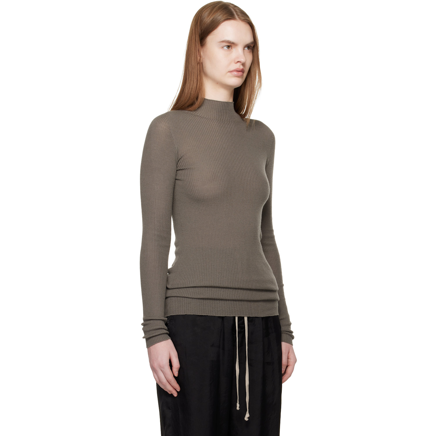  Rick Owens Gray Temple Ls Turtle Sweater 