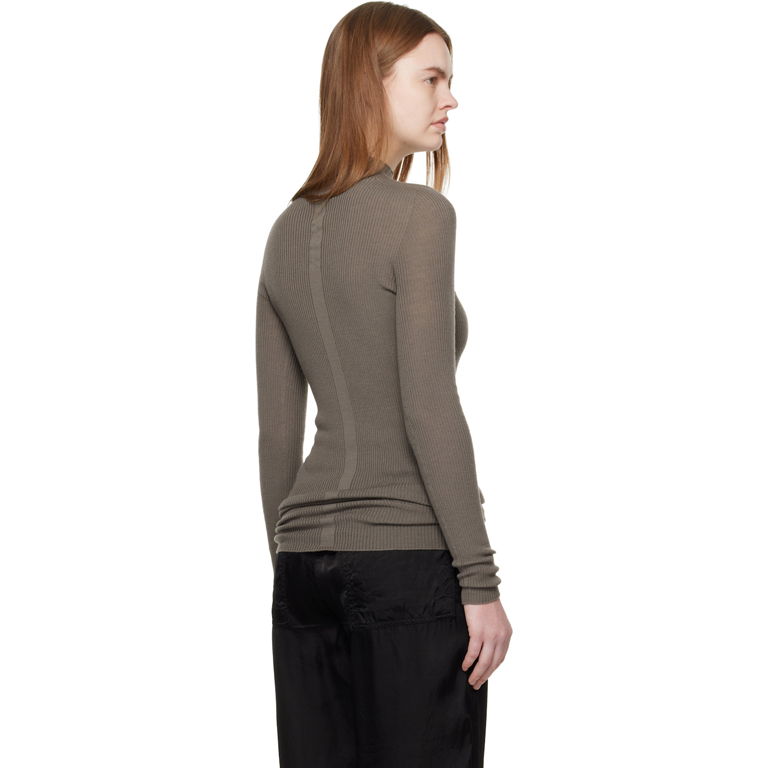  Rick Owens Gray Temple Ls Turtle Sweater 