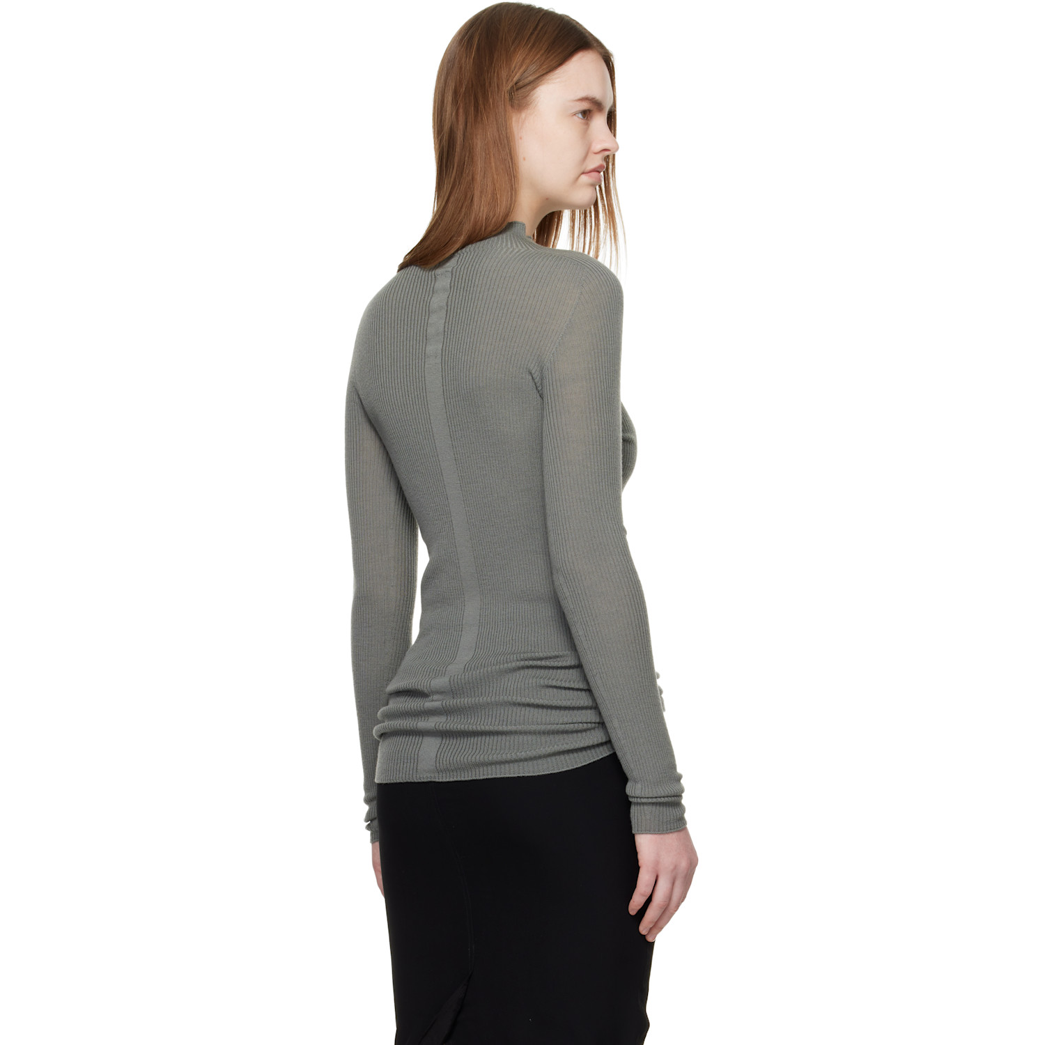  Rick Owens Khaki Temple Ls Turtle Sweater 