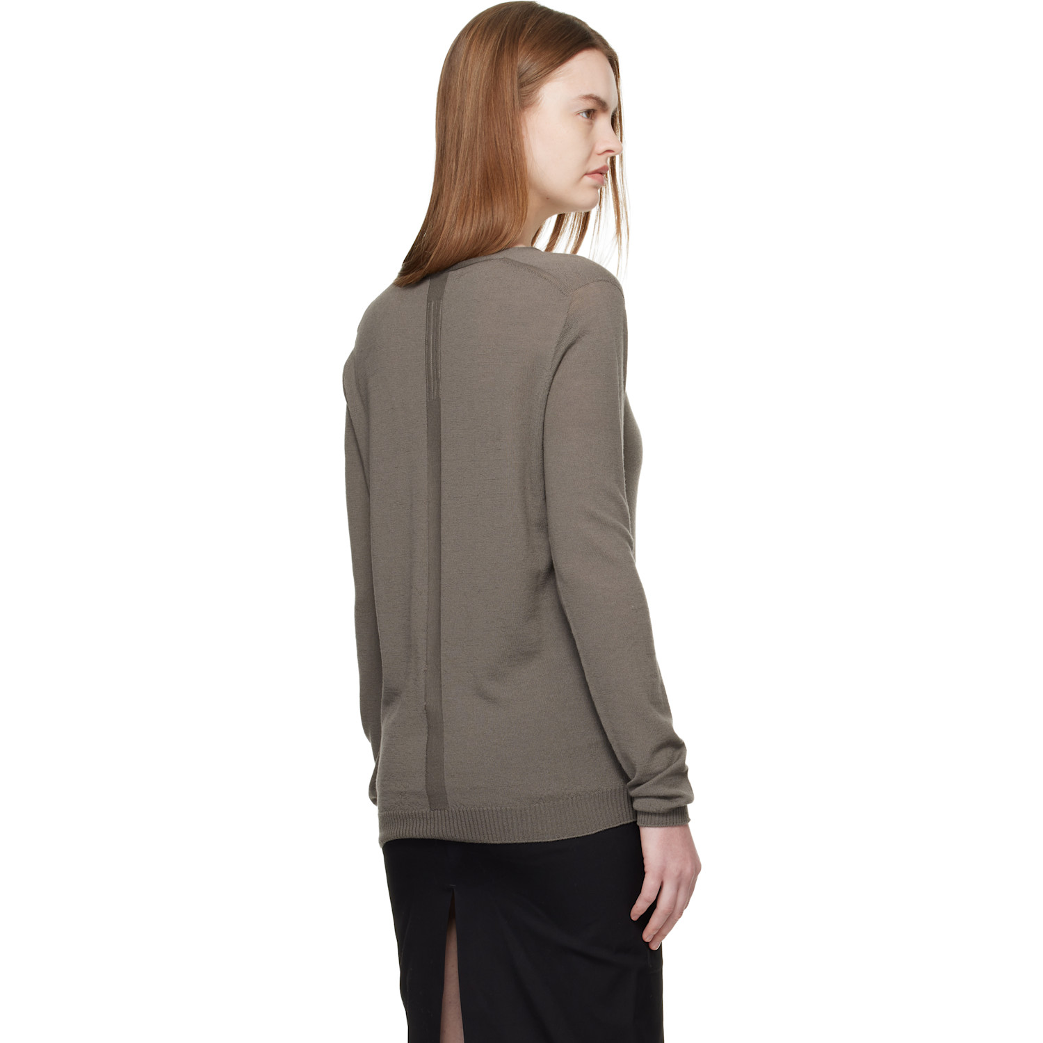  Rick Owens Gray Temple V Neck Pull Sweater 