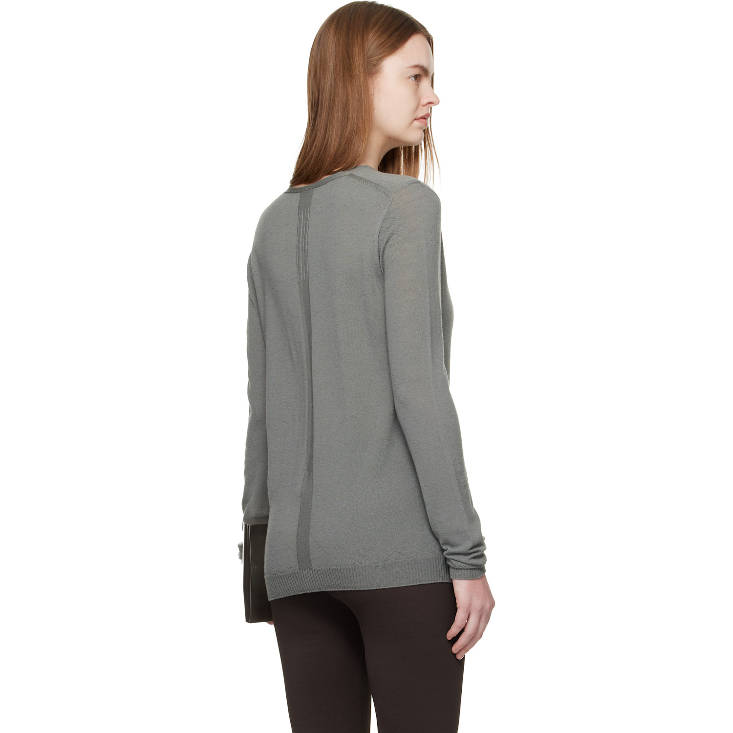  Rick Owens Khaki Temple V Neck Pull Sweater 