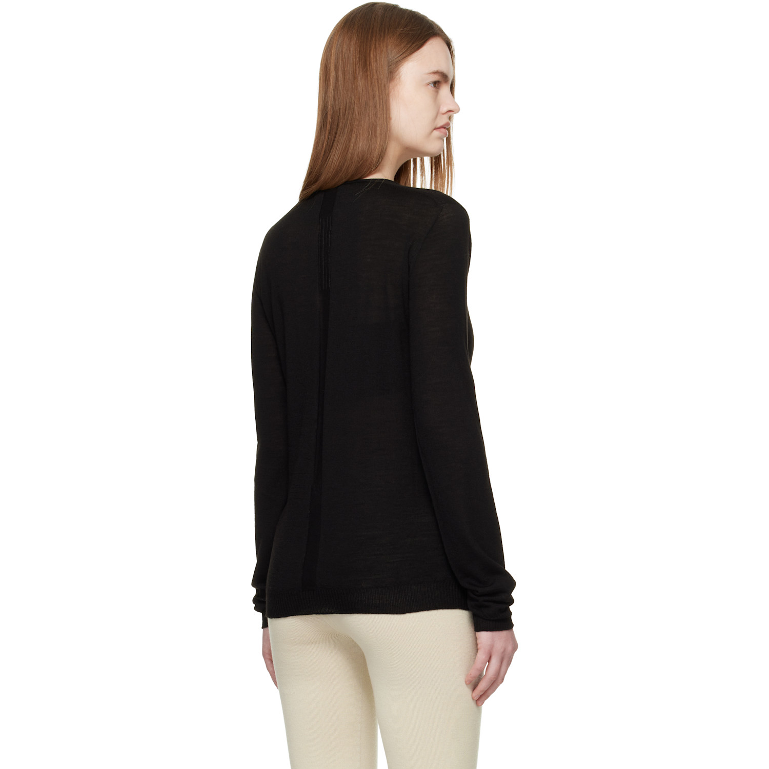  Rick Owens Black Temple Extreme V Neck Pull Sweater 