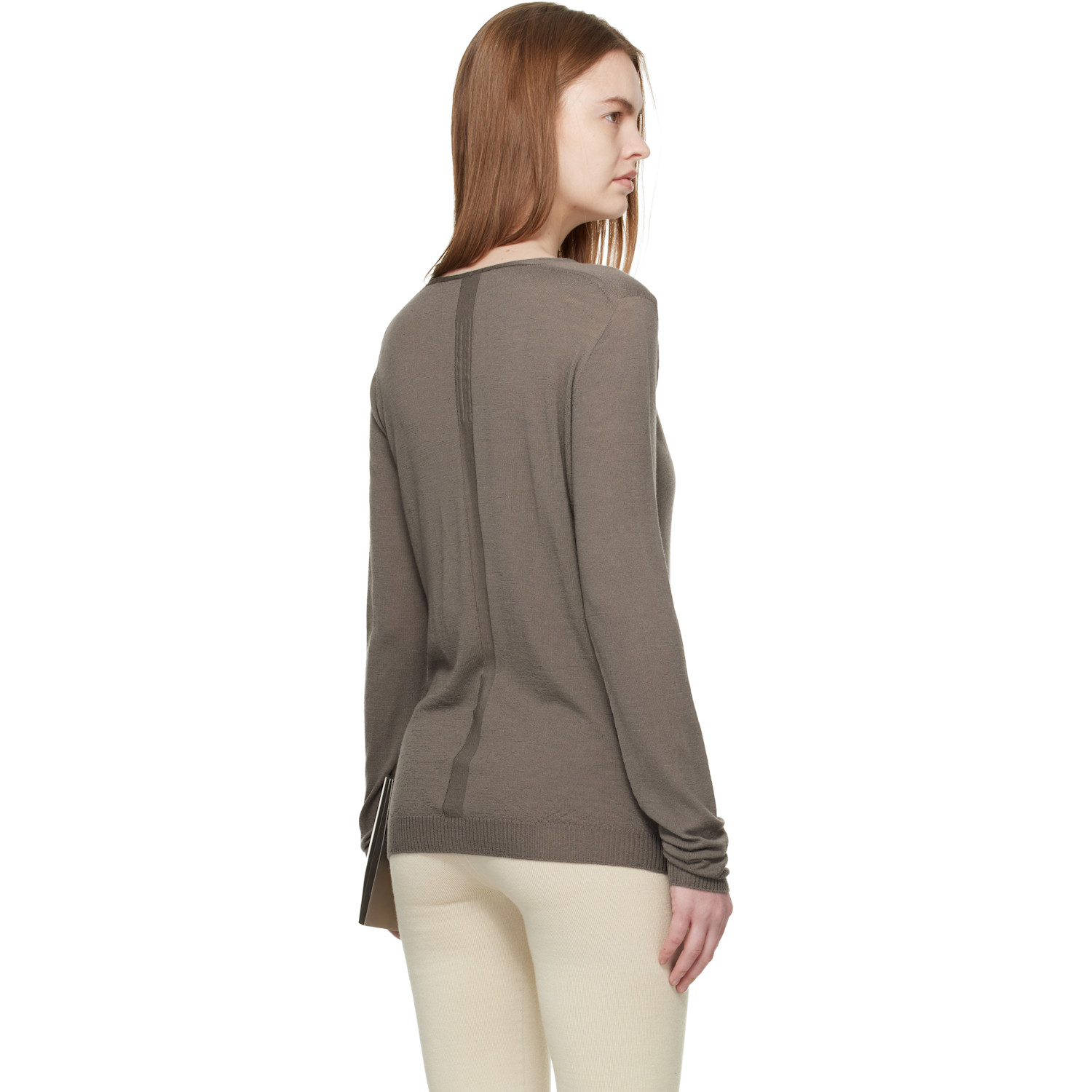  Rick Owens Gray Temple Extreme V Neck Pull Sweater 