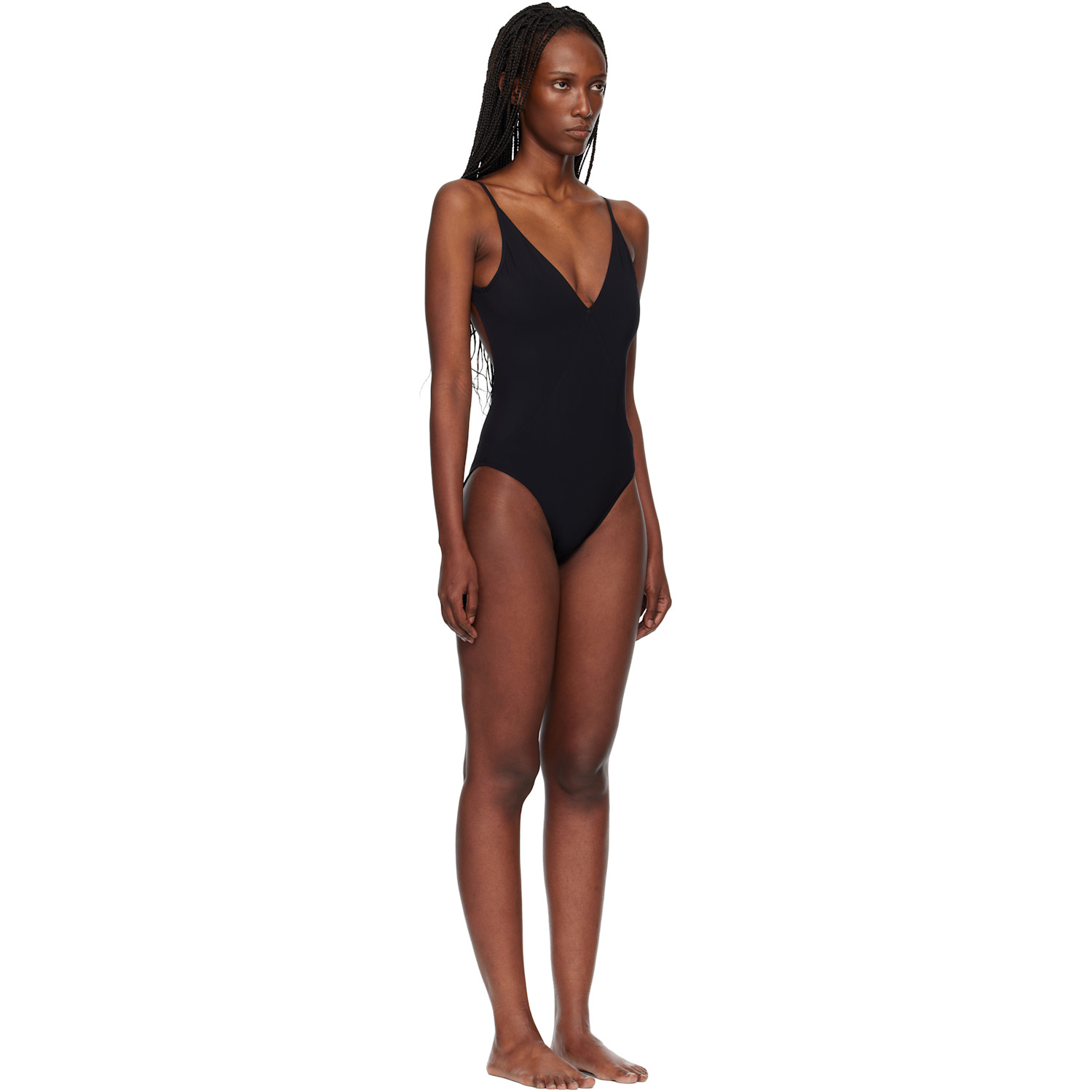  Rick Owens Black Temple Deep V Bather Swimsuit 