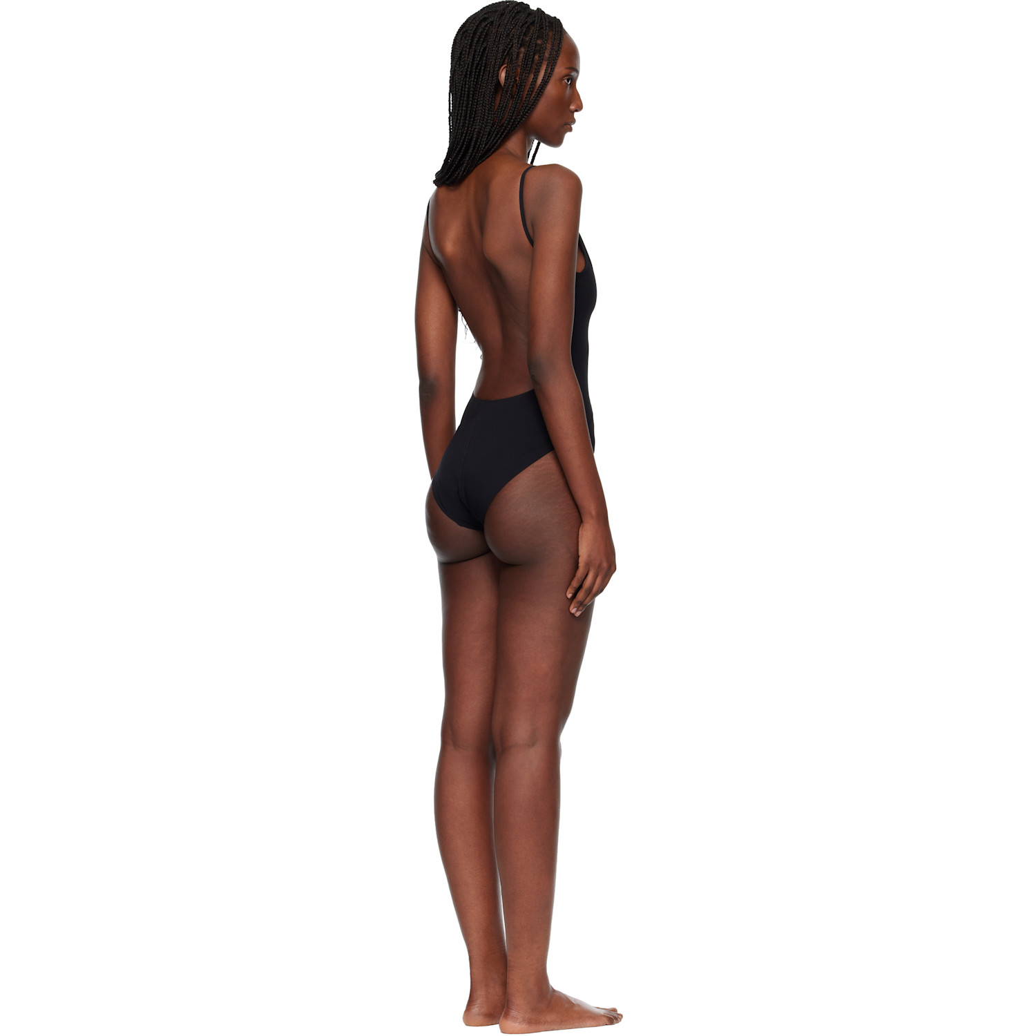  Rick Owens Black Temple Deep V Bather Swimsuit 