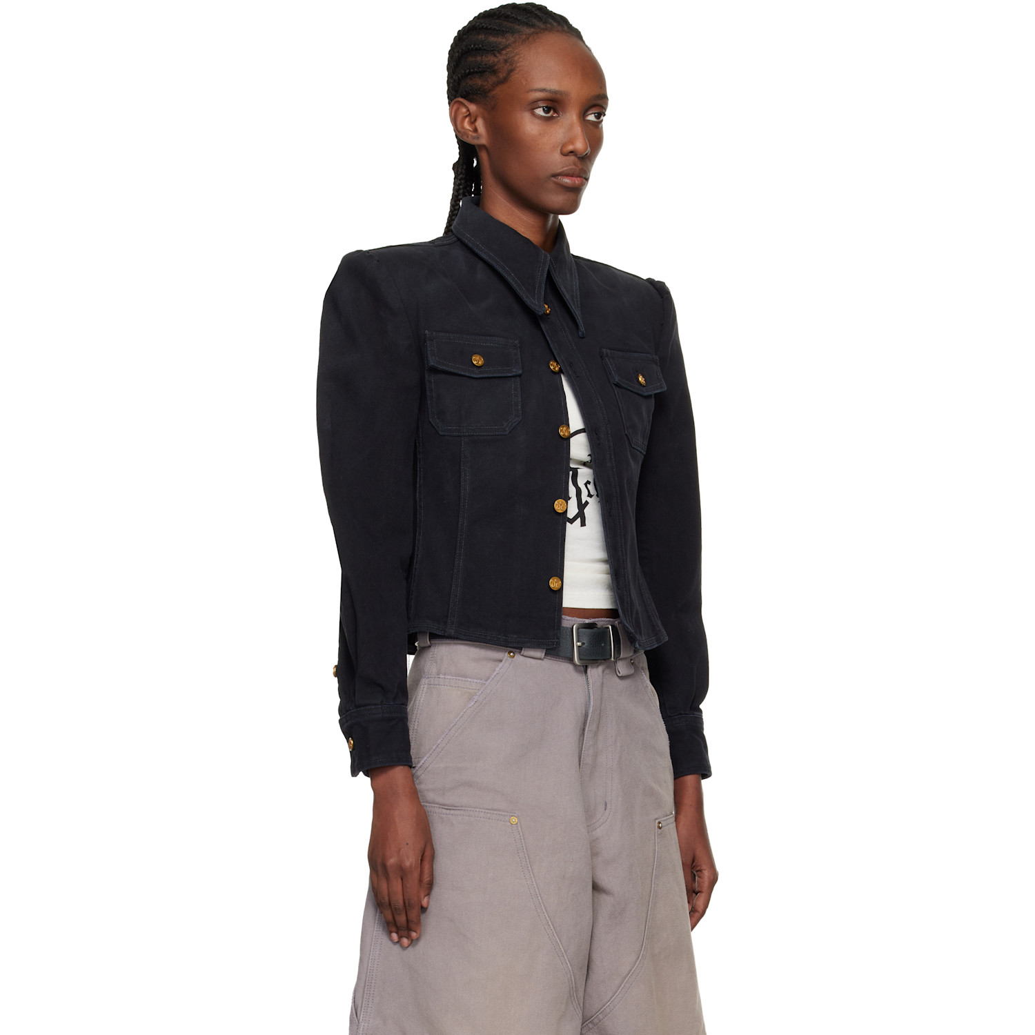  Willy Chavarria Black Denim Chavela L/s Shirt 