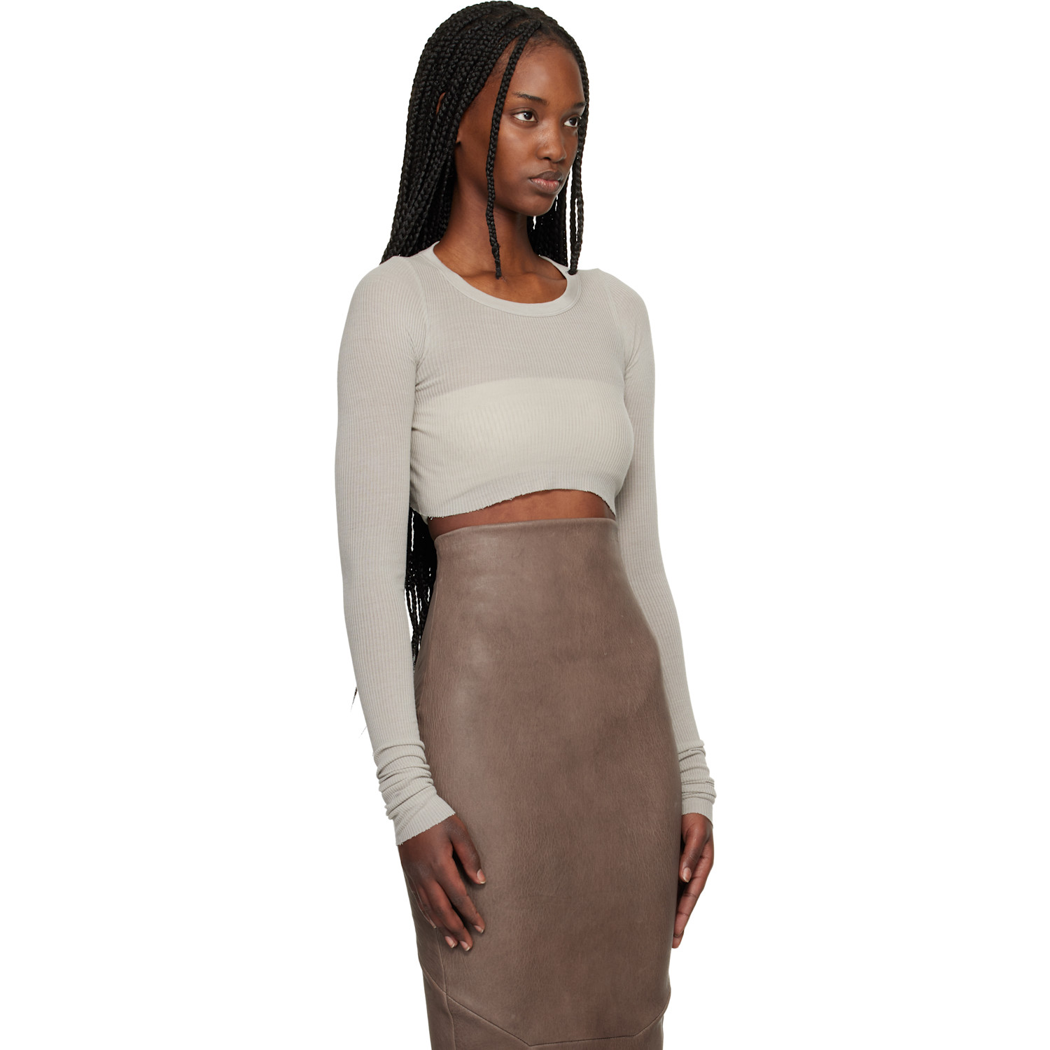  Rick Owens Off-white Ls Crop T-shirt 