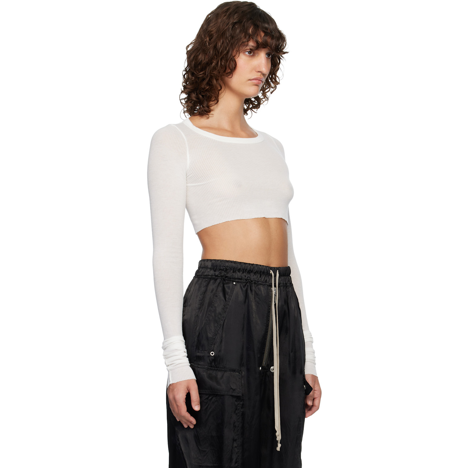  Rick Owens Off-white Ls Crop T-shirt 