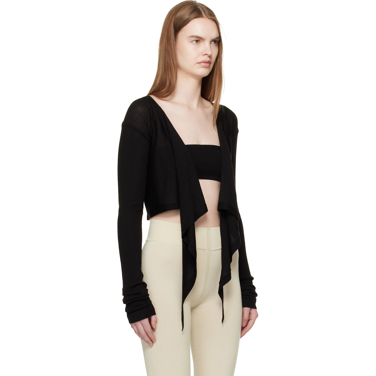  Rick Owens Black Temple Crop Wrap Top 