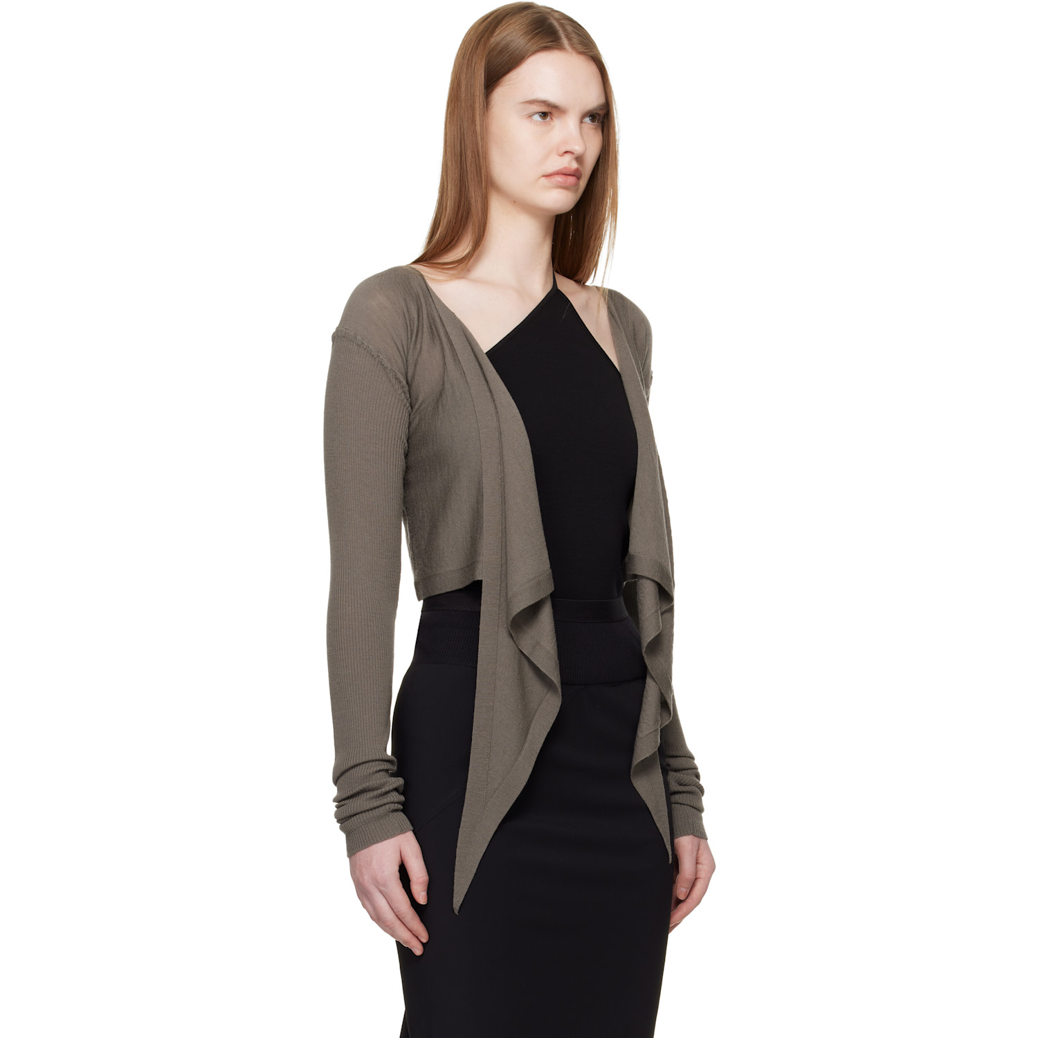  Rick Owens Gray Temple Crop Wrap Top 