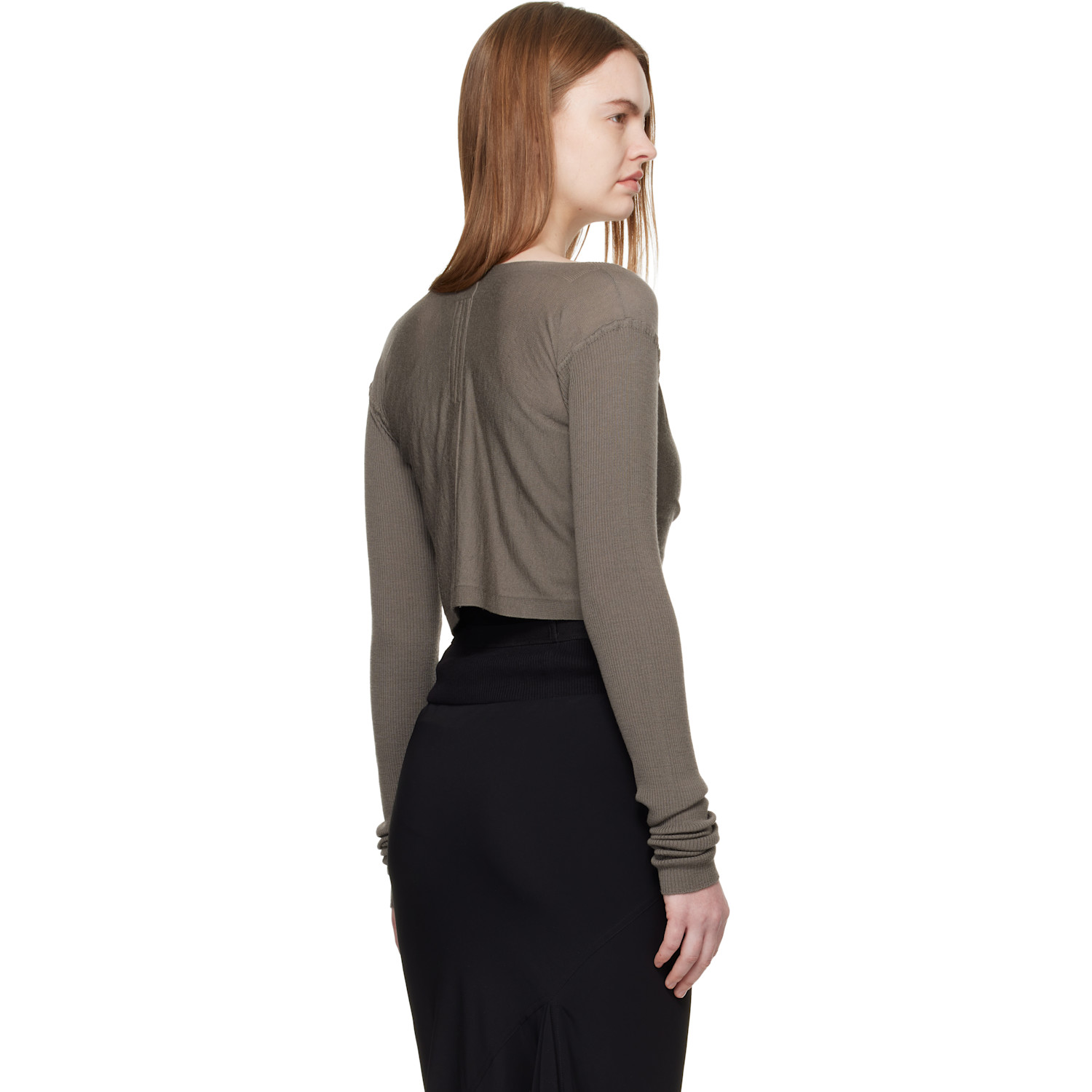  Rick Owens Gray Temple Crop Wrap Top 