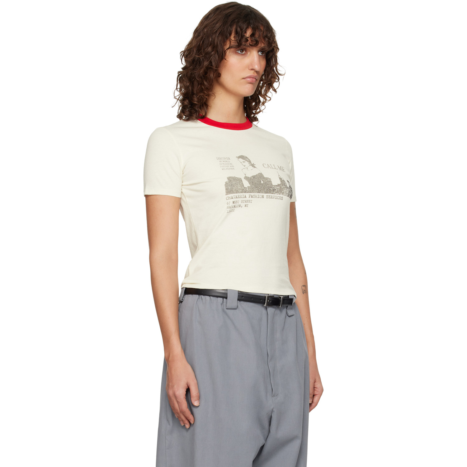  Willy Chavarria Off-white 'call Girl' Ringer T-shirt 