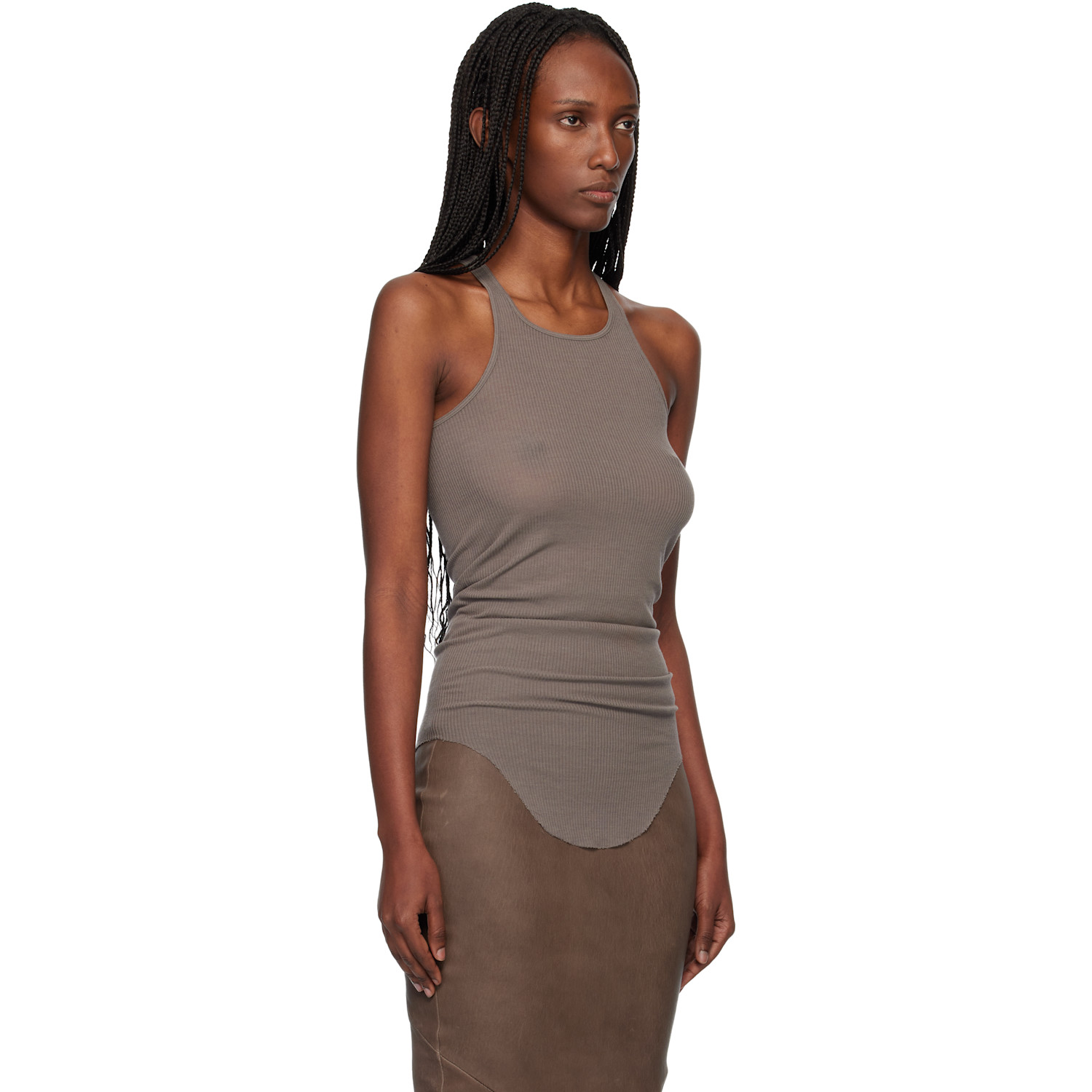  Rick Owens Gray Temple Basic Rib Tank Top 
