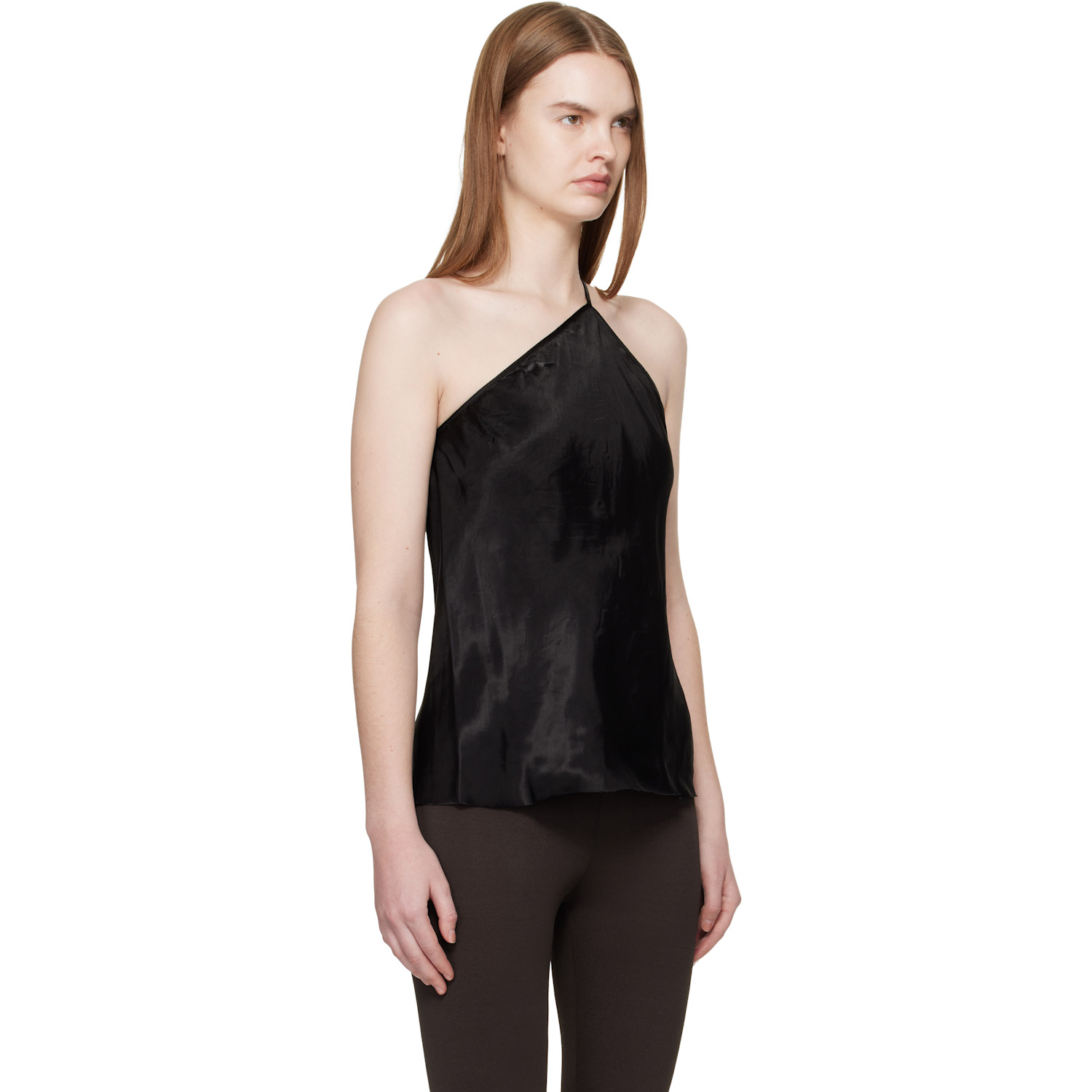  Rick Owens Black Temple One Shoulder Slip Top 
