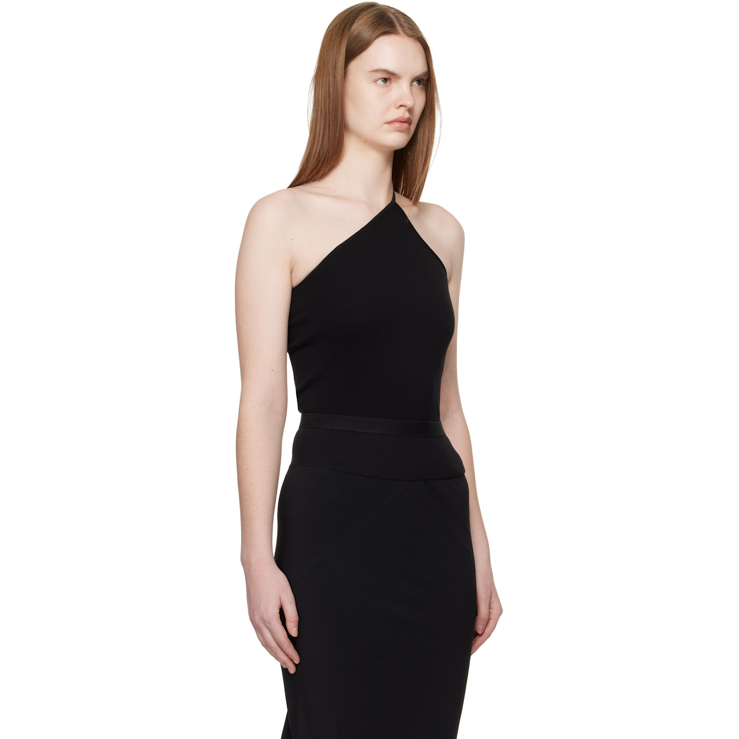  Rick Owens Black Temple One Shoulder Top 