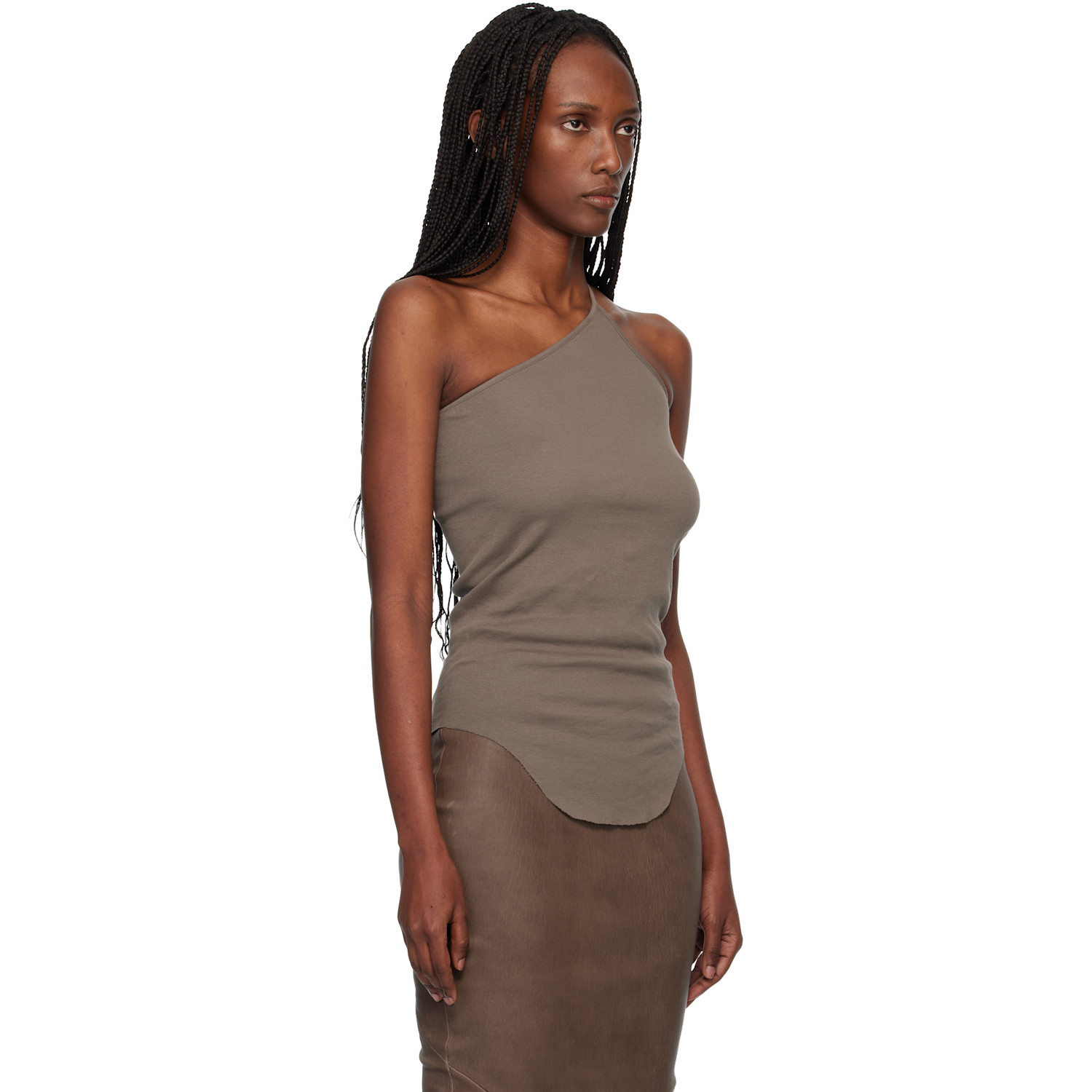  Rick Owens Gray Temple One Shoulder Top 