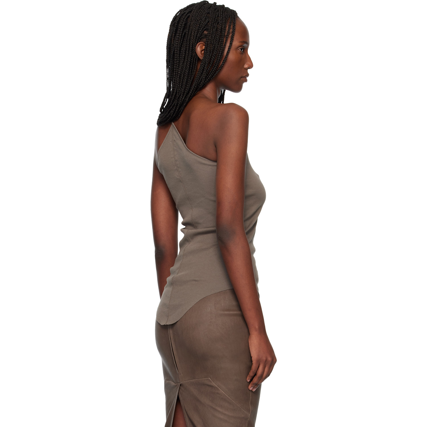  Rick Owens Gray Temple One Shoulder Top 