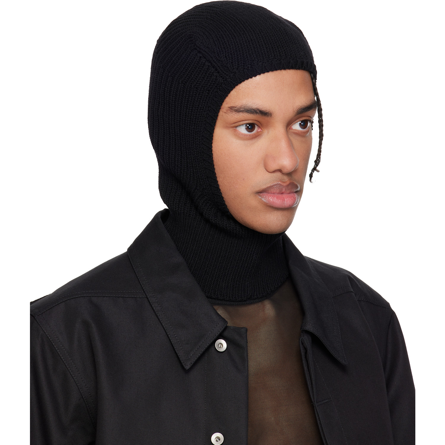  Rick Owens Black Temple Heavy Wool Sphinx Skull Balaclava 