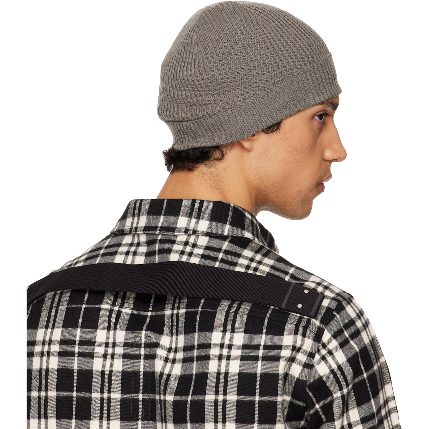  Rick Owens Gray Temple Ribbed Beanie 