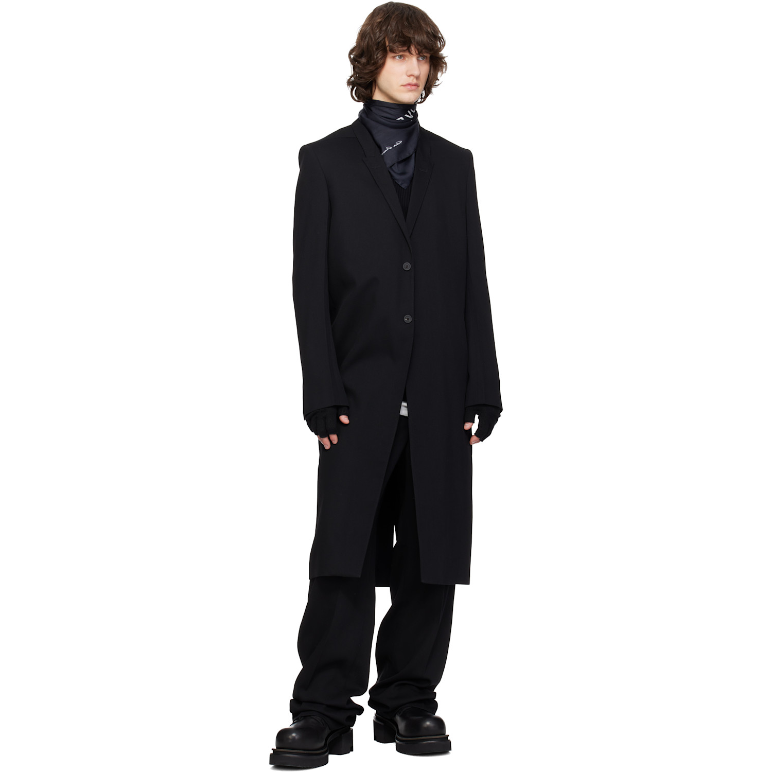  Rick Owens Black Temple Printed Scarf 