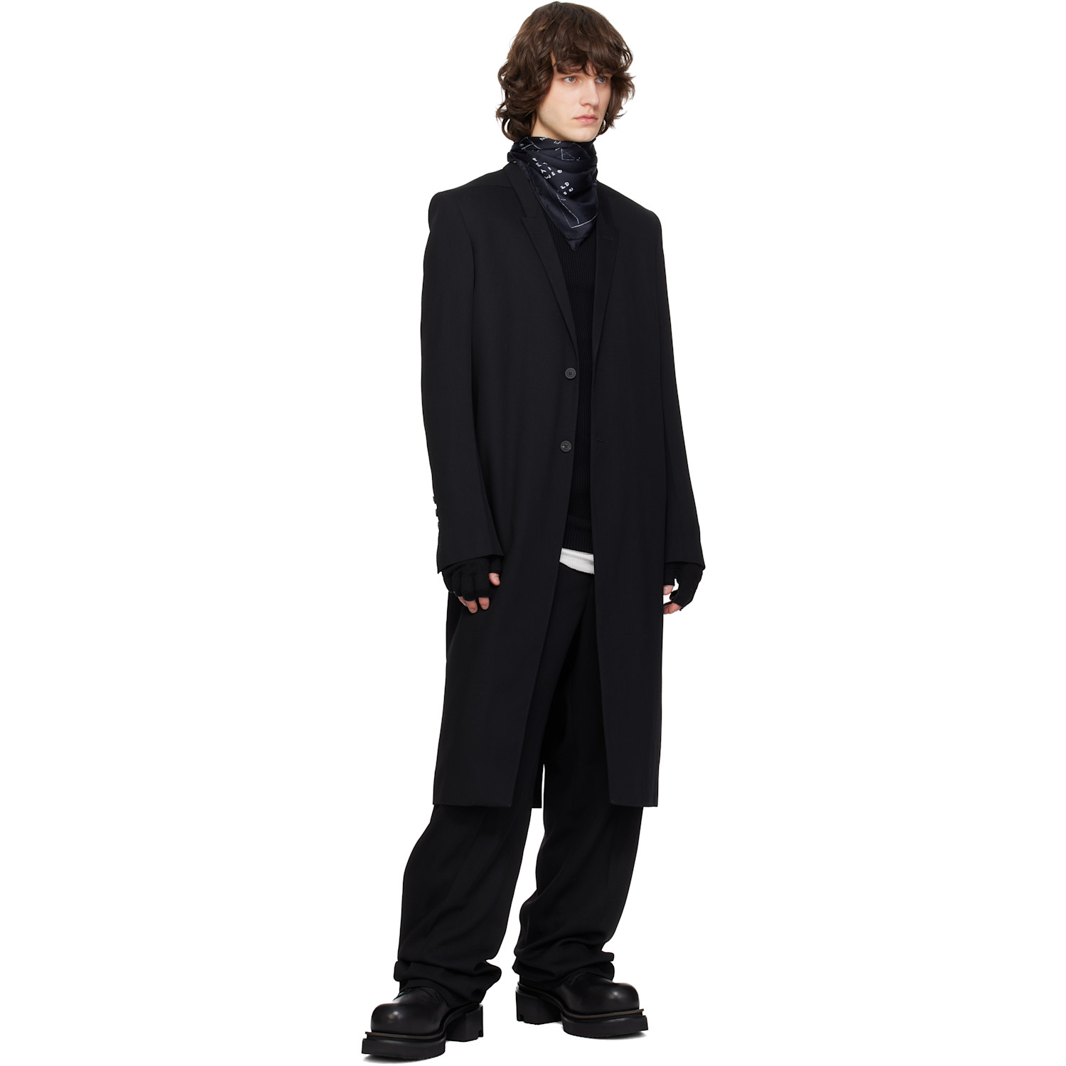  Rick Owens Black Temple Printed Astro Scarf 