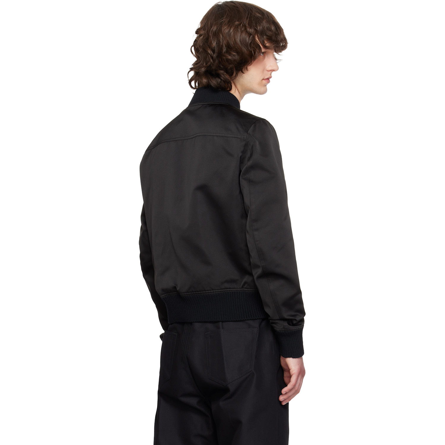  Rick Owens Black Temple Heizer Flight Bomber Jacket 