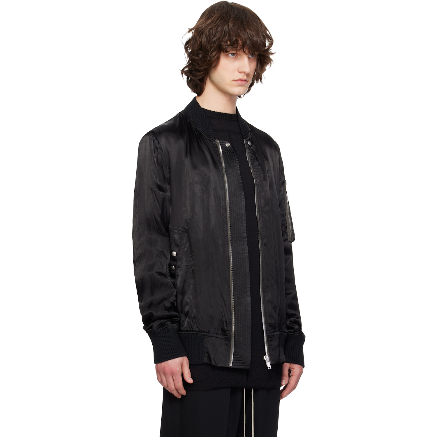  Rick Owens Black Temple Classic Flight Bomber Jacket 