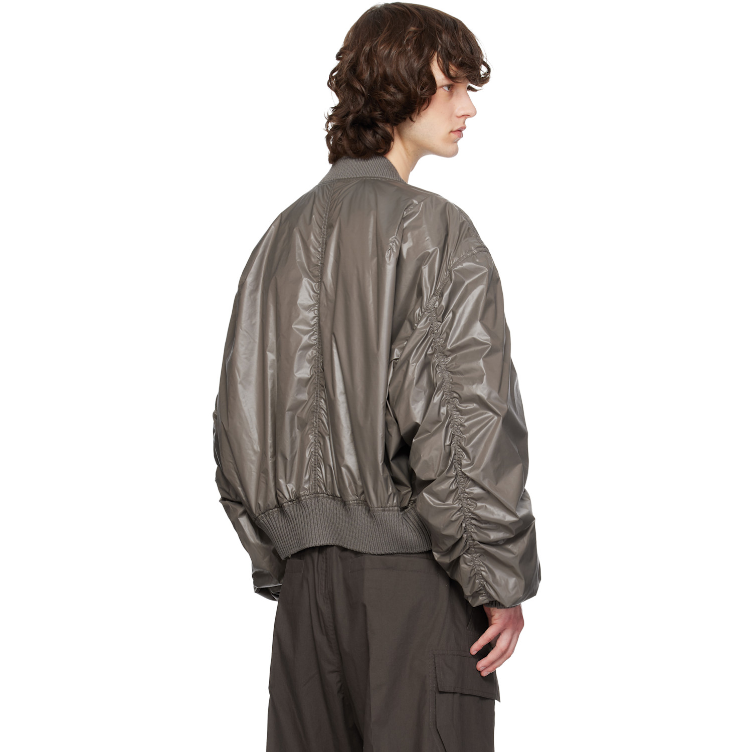  Rick Owens Gray Temple Secchia Flight Bomber Jacket 