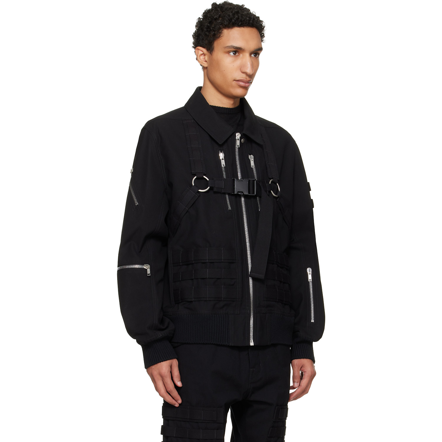  Rick Owens Black Temple Blixa Cargo Bomber Jacket 