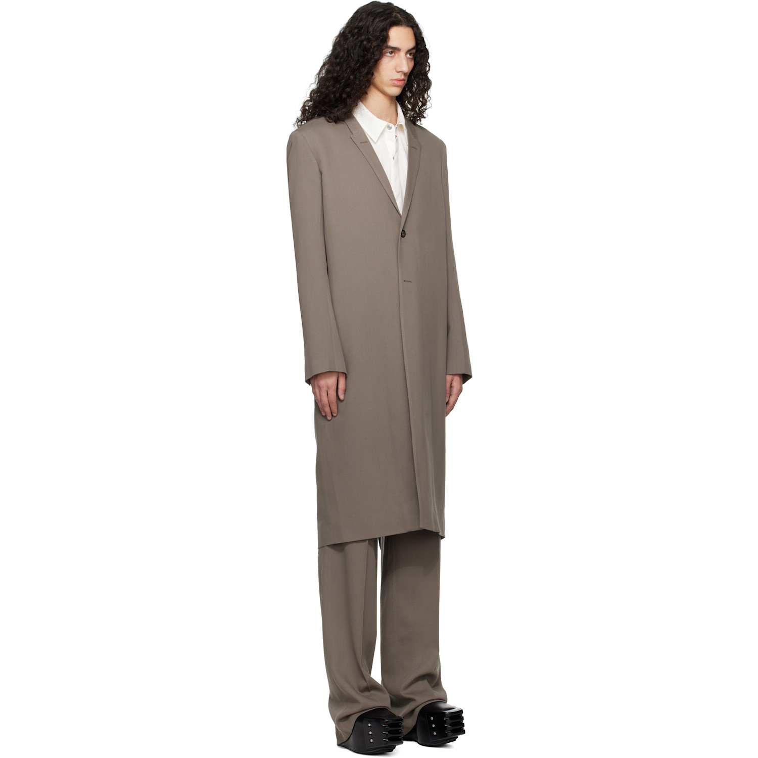 Rick Owens Gray Temple Twisted Wool Concordian Coat 