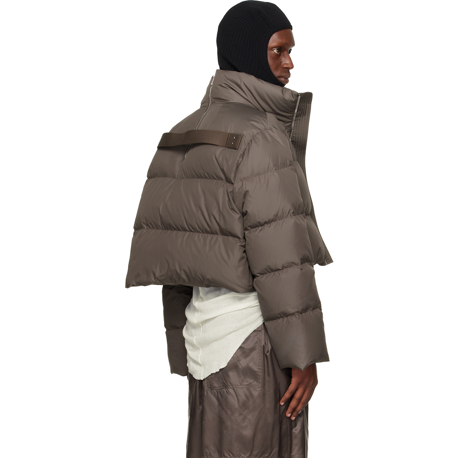 Rick Owens Moncler + Rick Owens Gray Cropped Cyclopic Down Jacket 