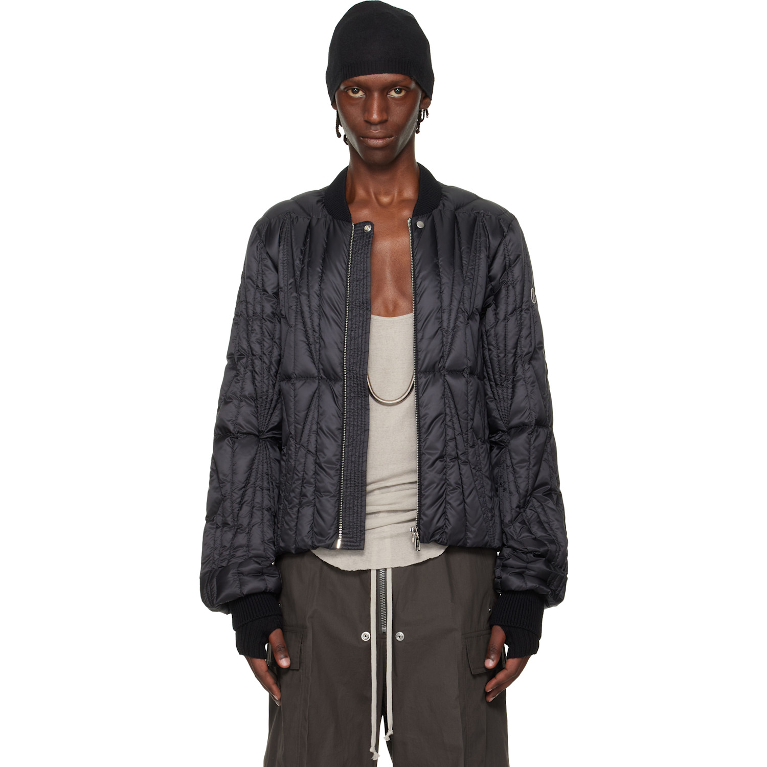 Rick Owens Moncler + Rick Owens Black Geocamo Flight Down Jacket