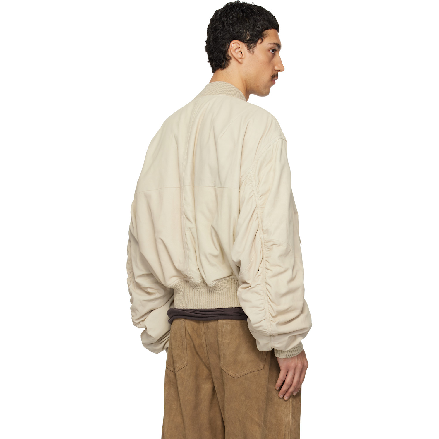  Rick Owens Beige & Gray Temple Reversible Secchia Flight Jacket 