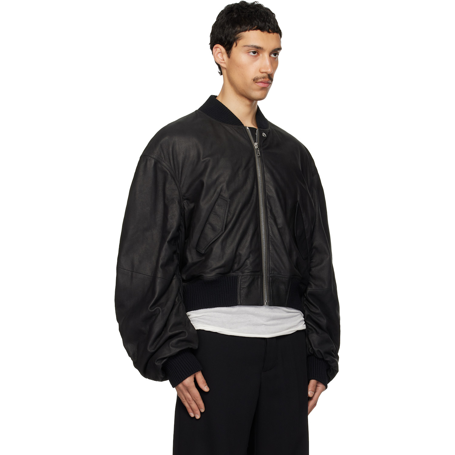  Rick Owens Black Temple Secchia Flight Jacket 