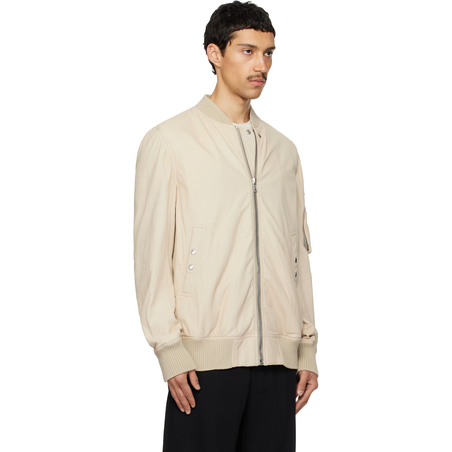  Rick Owens Beige Temple Classic Flight Jacket 