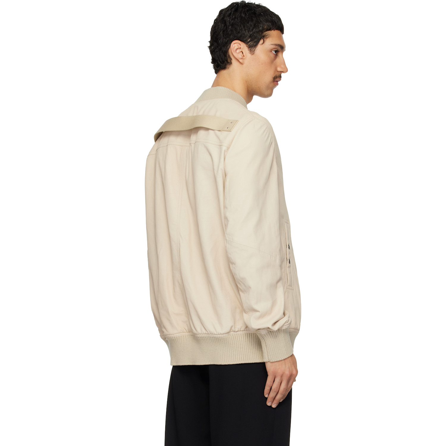  Rick Owens Beige Temple Classic Flight Jacket 