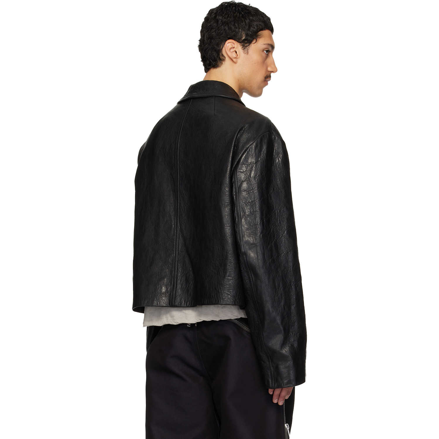  Rick Owens Black Temple Heizer Mac Leather Jacket 