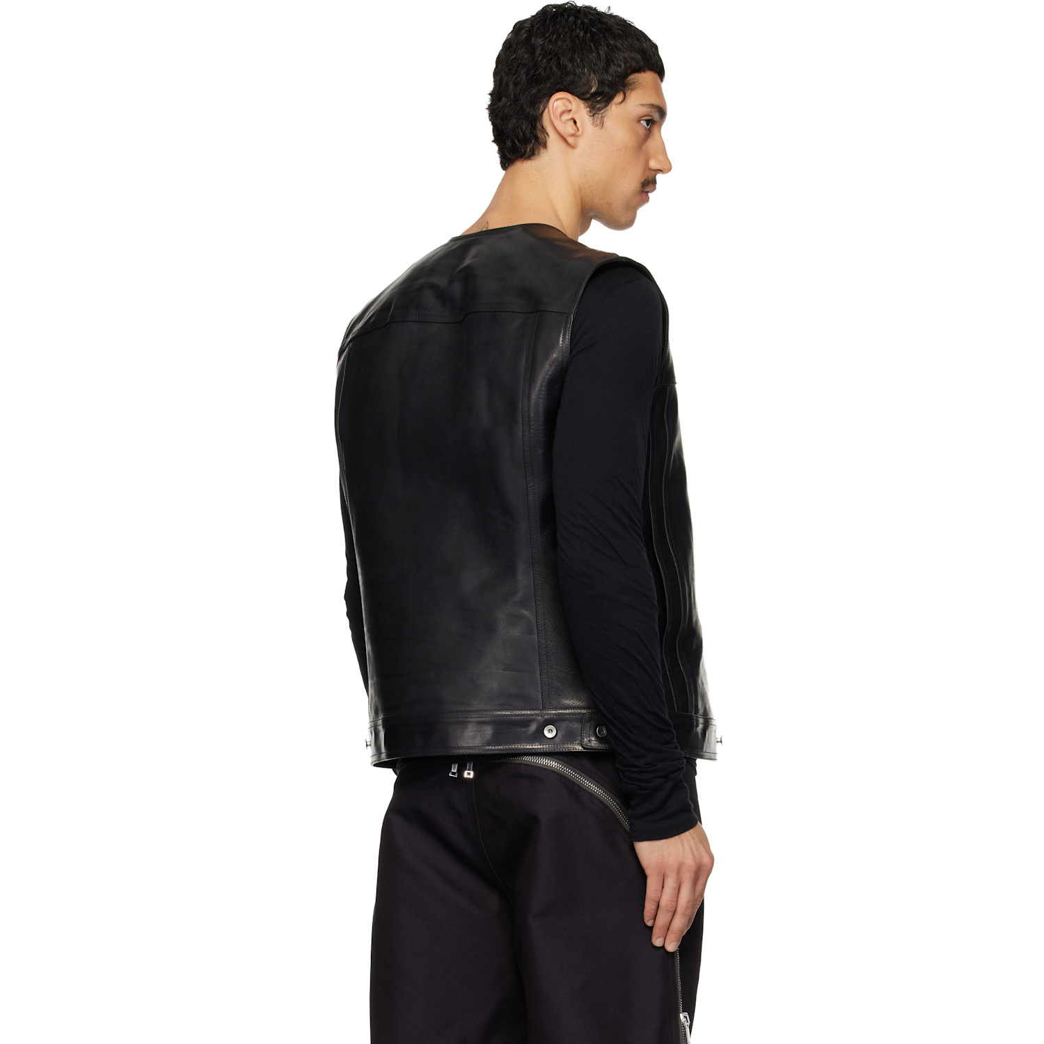  Rick Owens Black Temple Leather Work Vest 