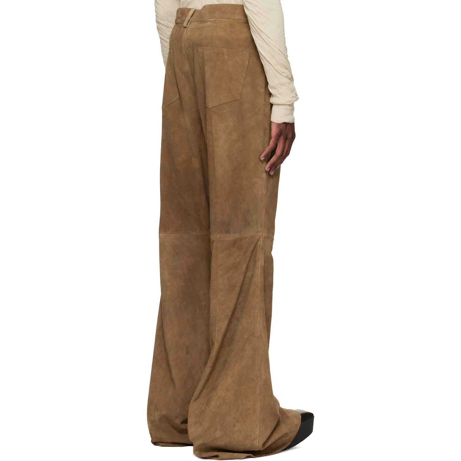  Rick Owens Brown Temple Bolan Bootcut Suede Pants 