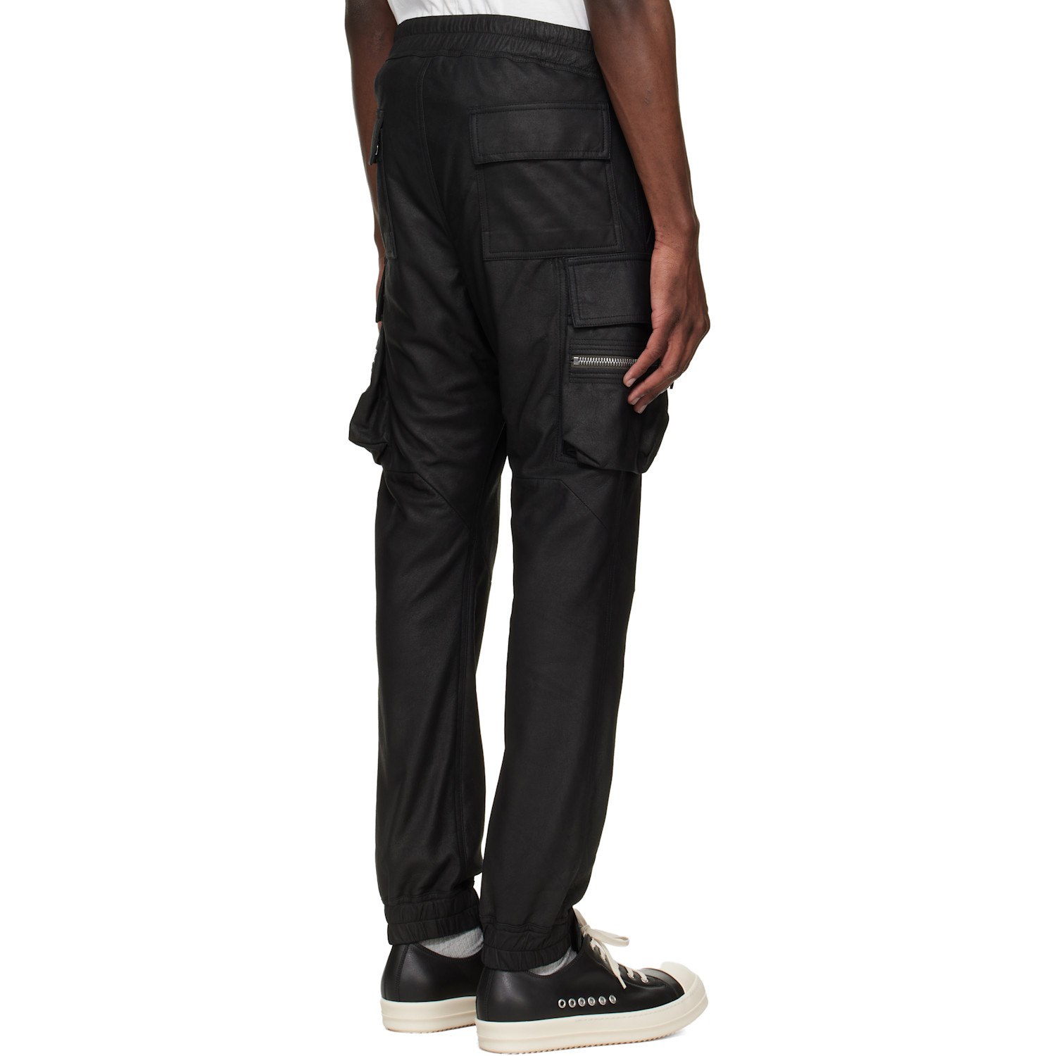  Rick Owens Black Temple Mastodon Leather Cargo Pants 