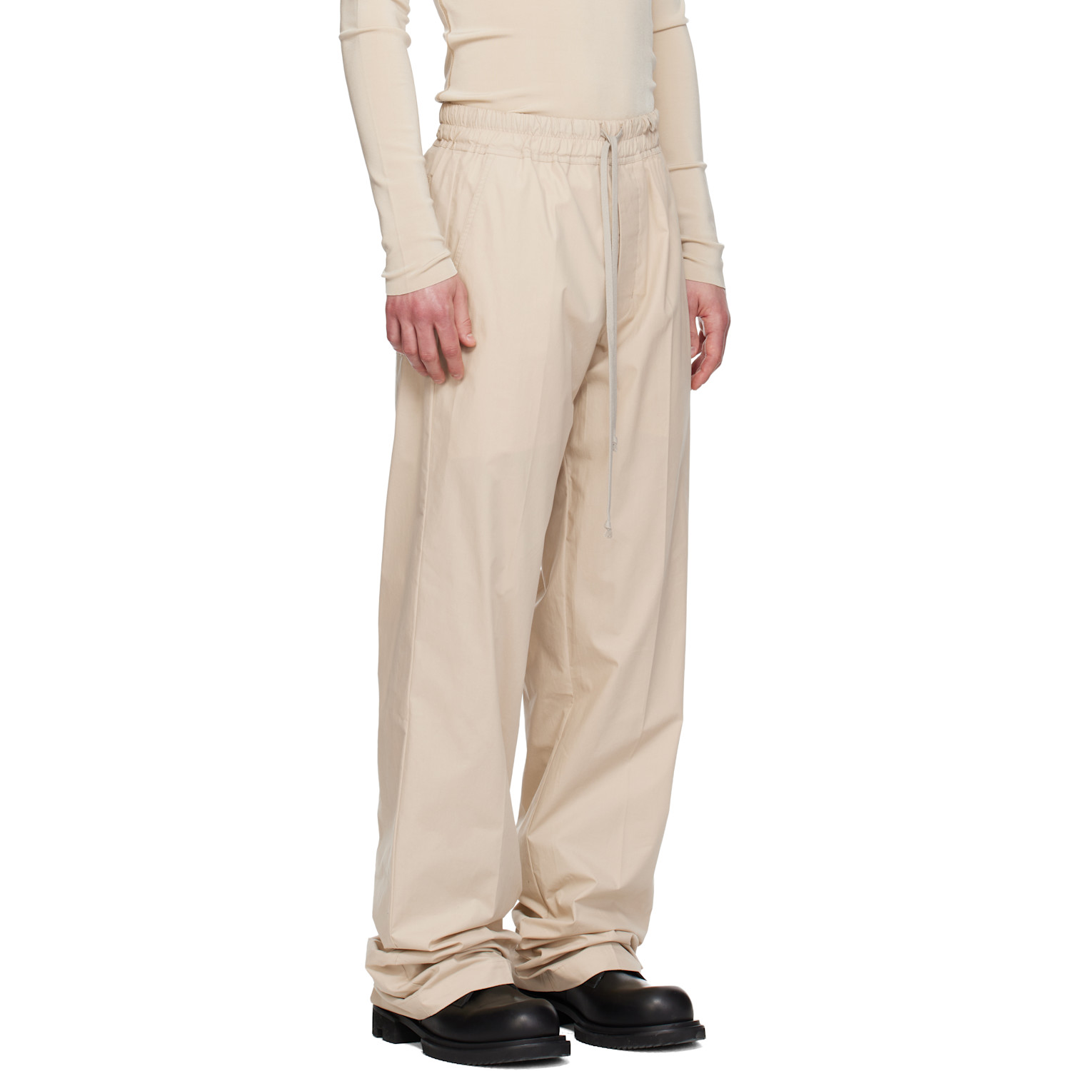  Rick Owens Beige Temple Dietrich Drawstring Trousers 