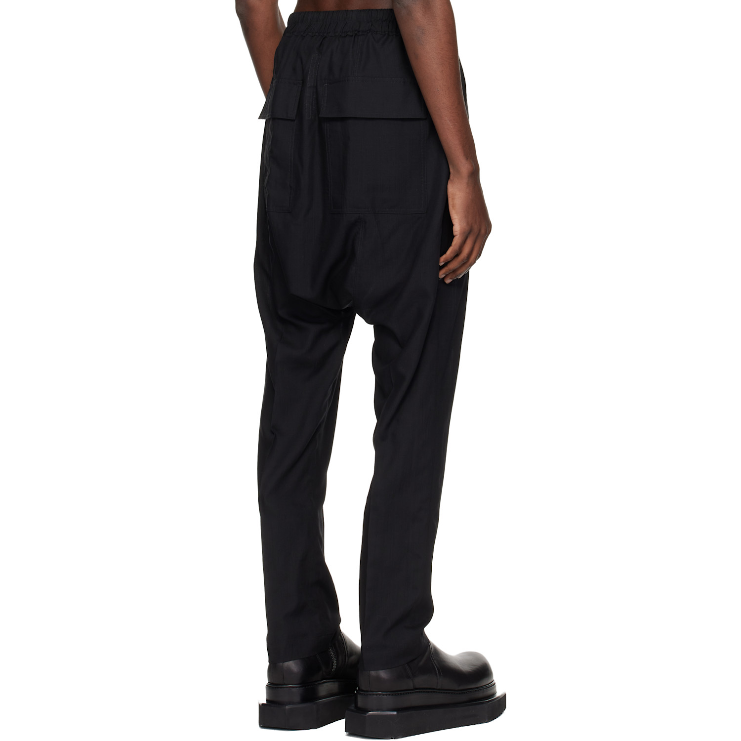  Rick Owens Black Temple Drawstring Slim Long Trousers 