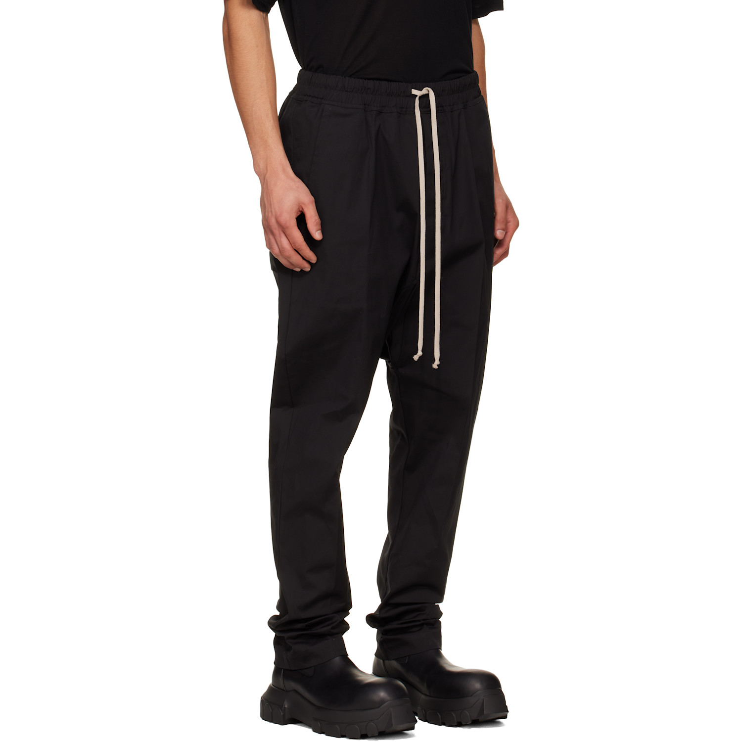  Rick Owens Black Temple Drawstring Long Trousers 