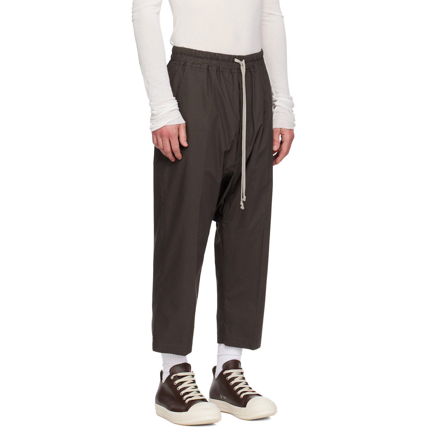  Rick Owens Gray Temple Drawstring Cropped Trousers 