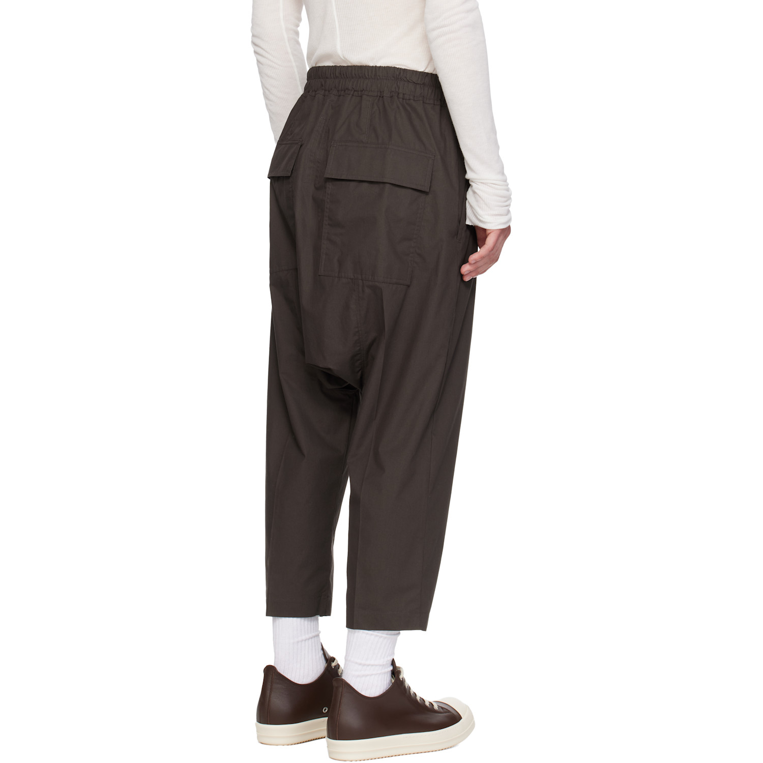  Rick Owens Gray Temple Drawstring Cropped Trousers 