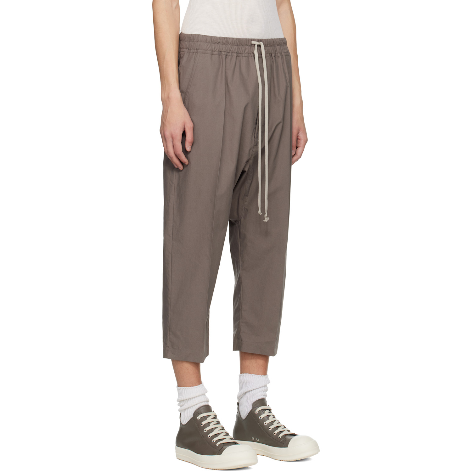  Rick Owens Gray Temple Drawstring Cropped Trousers 