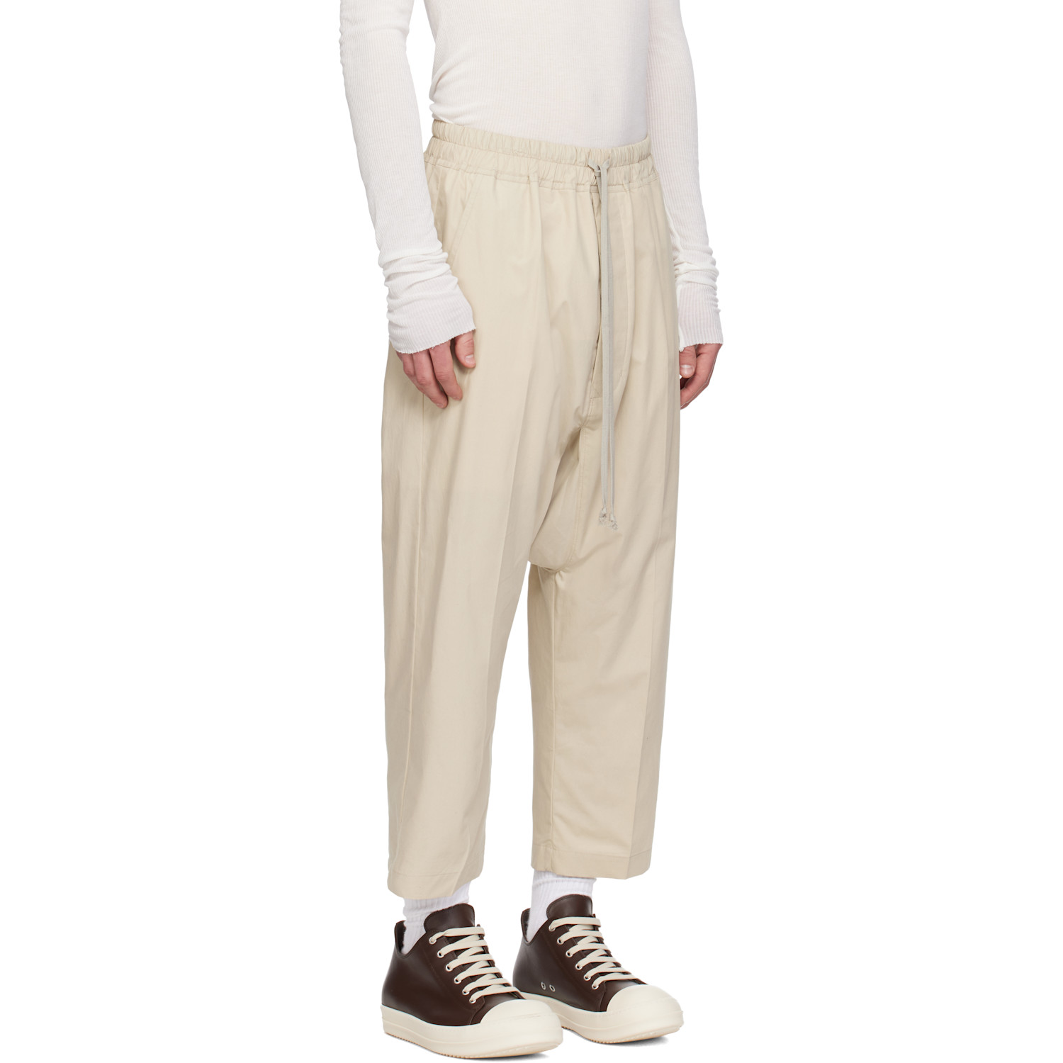  Rick Owens Beige Temple Drawstring Cropped Trousers 