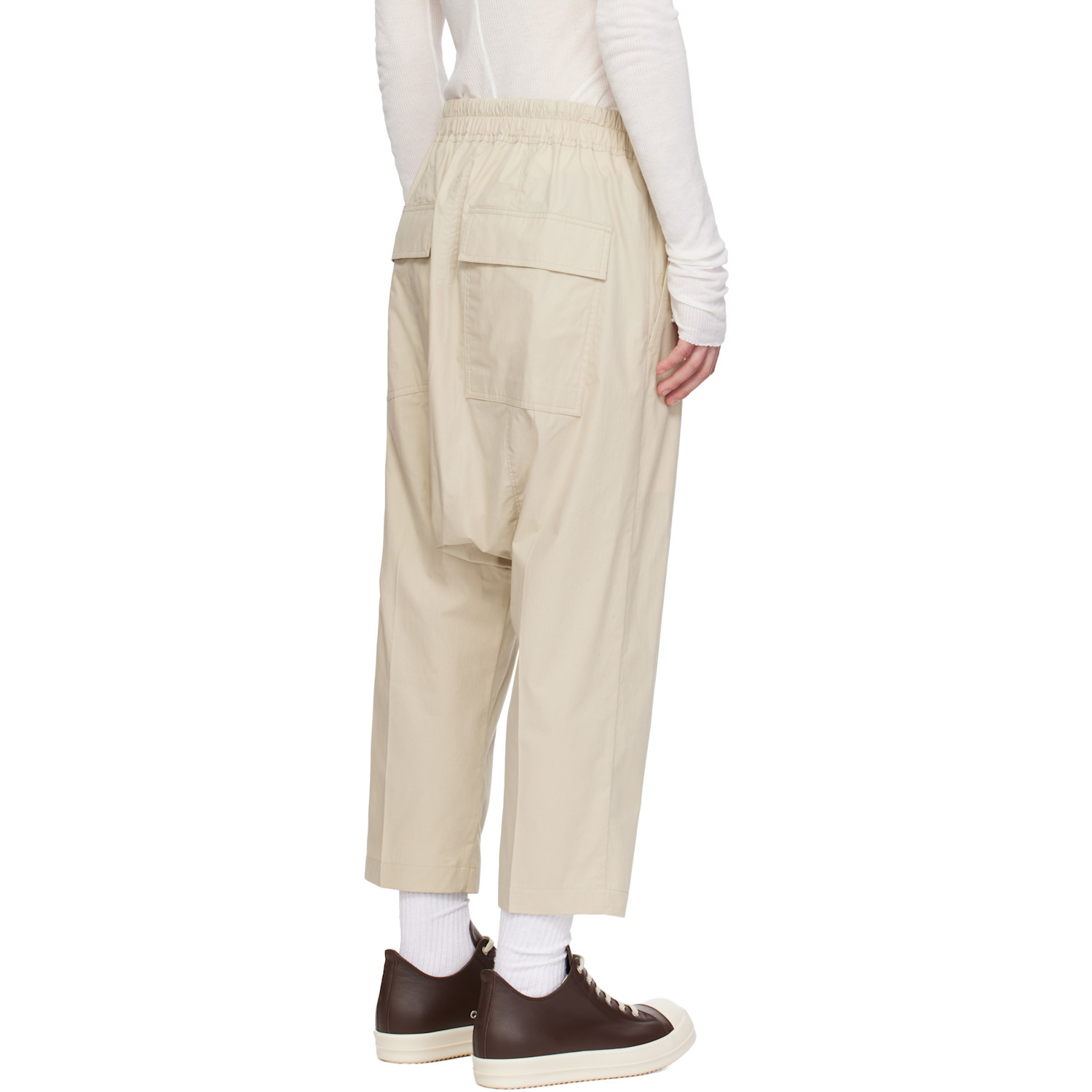  Rick Owens Beige Temple Drawstring Cropped Trousers 